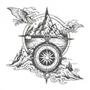 mountains compass travel earth globe tattoo design idea