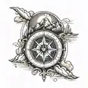 mountains compass travel earth globe tattoo design idea