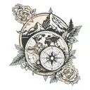 mountains compass travel earth globe tattoo design idea