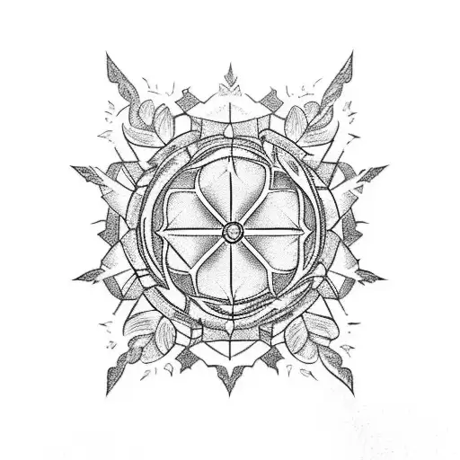 Design a blackwork tattoo of the Inazuma Eleven entwined with snowflakes tattoo design idea
