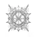 Design a blackwork tattoo of the Inazuma Eleven entwined with snowflakes tattoo design idea