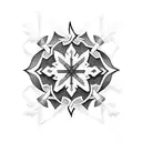 Design a blackwork tattoo of the Inazuma Eleven entwined with snowflakes tattoo design idea