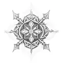 Design a blackwork tattoo of the Inazuma Eleven entwined with snowflakes tattoo design idea