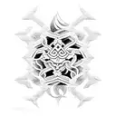 Design a blackwork tattoo of the Inazuma Eleven entwined with snowflakes tattoo design idea
