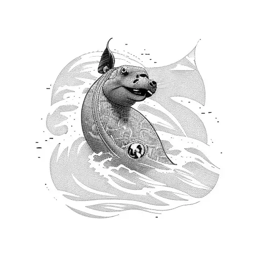 Incorporate imagery from Mac Miller's 'Swimming' album into a water-themed tattoo design tattoo design idea