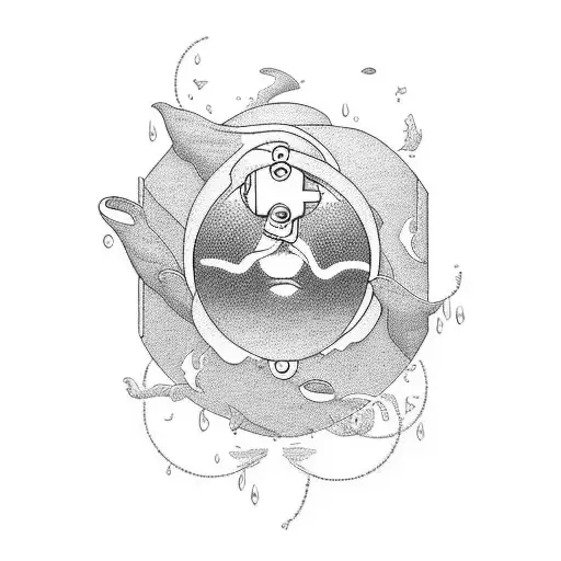 Incorporate imagery from Mac Miller's 'Swimming' album into a water-themed tattoo design tattoo design idea