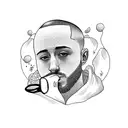 Incorporate imagery from Mac Miller's 'Swimming' album into a water-themed tattoo design tattoo design idea