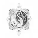 ying e yang fatto da pesci con al centro dello ying e dello yang la parola araba karma  tattoo design idea