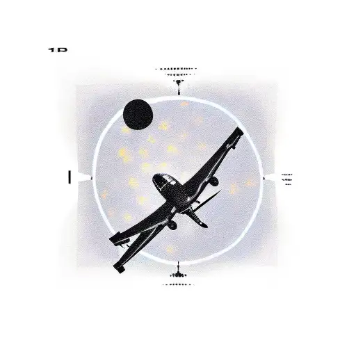 A pilot's silhouette flying a plane through a breathtaking sunset tattoo design idea