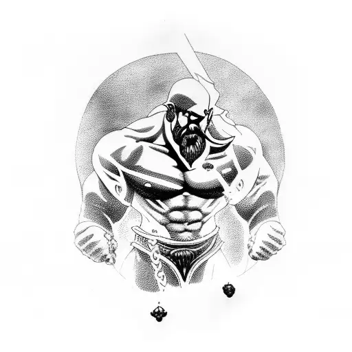 kratos fighting the gods of olympus. hades zeus helios hermes posideion tattoo design idea