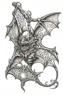 bat hanging tattoo design idea