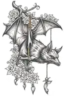 bat hanging tattoo design idea