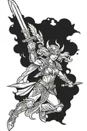 Valkyrie warrior wielding a sword tattoo design idea