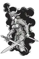 Valkyrie warrior wielding a sword tattoo design idea