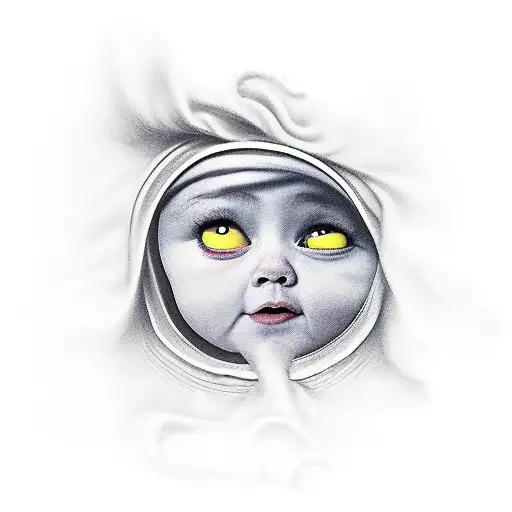 child waiting for you in heavens gate tattoo design idea