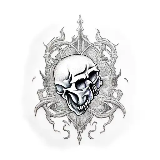 skull with vampire fangs tattoo design idea
