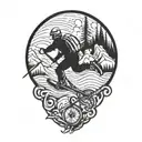 half sleeve, mtb downhill, skier, black belt, dad, husband, gambler, fly fishing, sky diver tattoo design idea