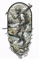half sleeve, mtb downhill, skier, black belt, dad, husband, gambler, fly fishing, sky diver tattoo design idea