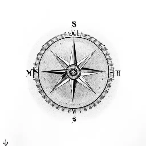 mountain, compass, motorcycle tattoo design idea