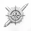 mountain, compass, motorcycle tattoo design idea