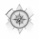 mountain, compass, motorcycle tattoo design idea