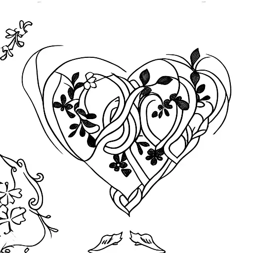 heart made out of the birth flowers for October, May and February  tattoo design idea