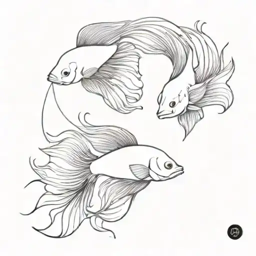 betta fish yin yang tattoo design idea