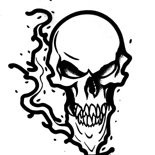 Dragon smoking skull tattoo design idea