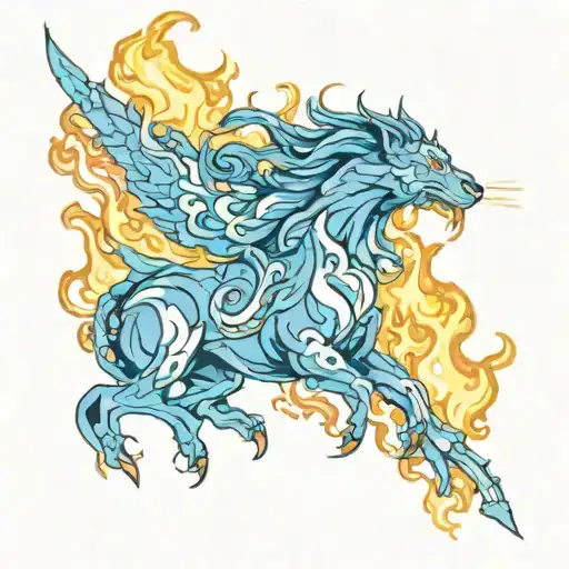 Blue fire tattoo design idea
