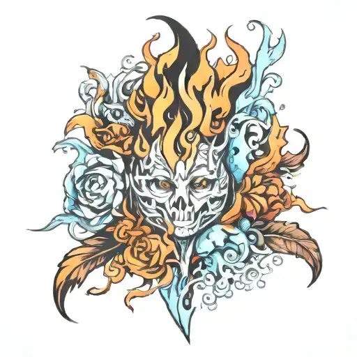 Fire and ice  tattoo design idea