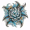 Blue fire tattoo design idea