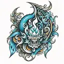 Blue fire tattoo design idea