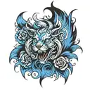 Blue fire tattoo design idea