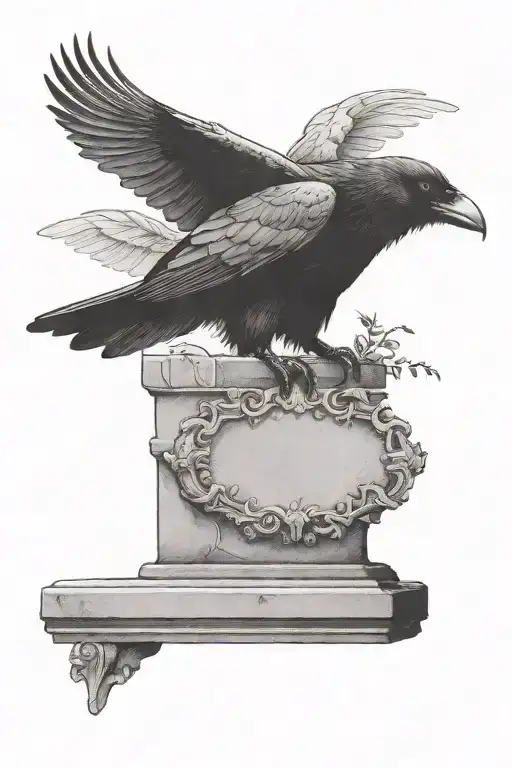 crow perched on tombstone  tattoo design idea