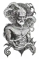 Aristotle adorned with lightning bolts tattoo design idea