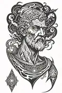 Aristotle adorned with lightning bolts tattoo design idea