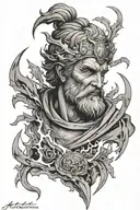 Aristotle adorned with lightning bolts tattoo design idea
