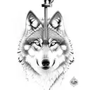 number 22, wolf and a key lock tattoo design idea