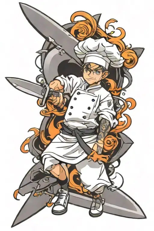 Chef knife tattoo design idea