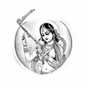 Ps letter with flute and feather radha krishna design tattoo design idea