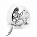 Ps letter with flute and feather radha krishna design tattoo design idea