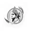 Ps letter with flute and feather radha krishna design tattoo design idea