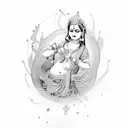 Ps letter with flute and feather radha krishna design tattoo design idea