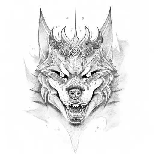 tyr and fenrir tattoo design idea
