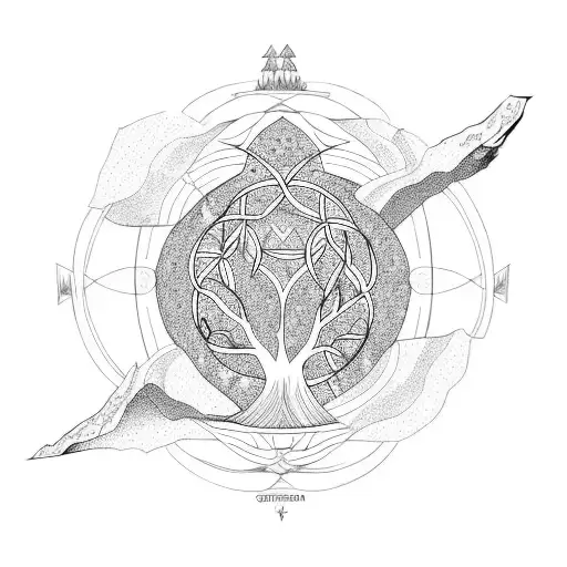 yggdrasil world tree tattoo design idea