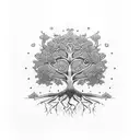 A tree with roots shaped like a cross tattoo design idea