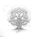 A tree with roots shaped like a cross tattoo design idea