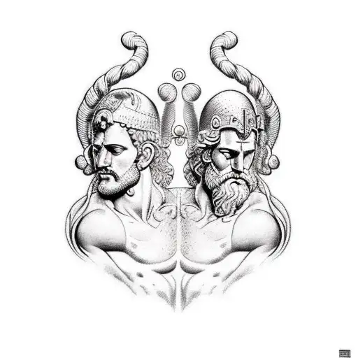  greek zeus and spartan fighting each other  tattoo design idea