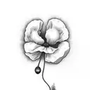 poppy with "popcorn" written in the stem tattoo design idea