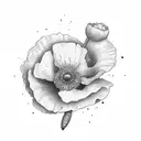 poppy with "popcorn" written in the stem tattoo design idea